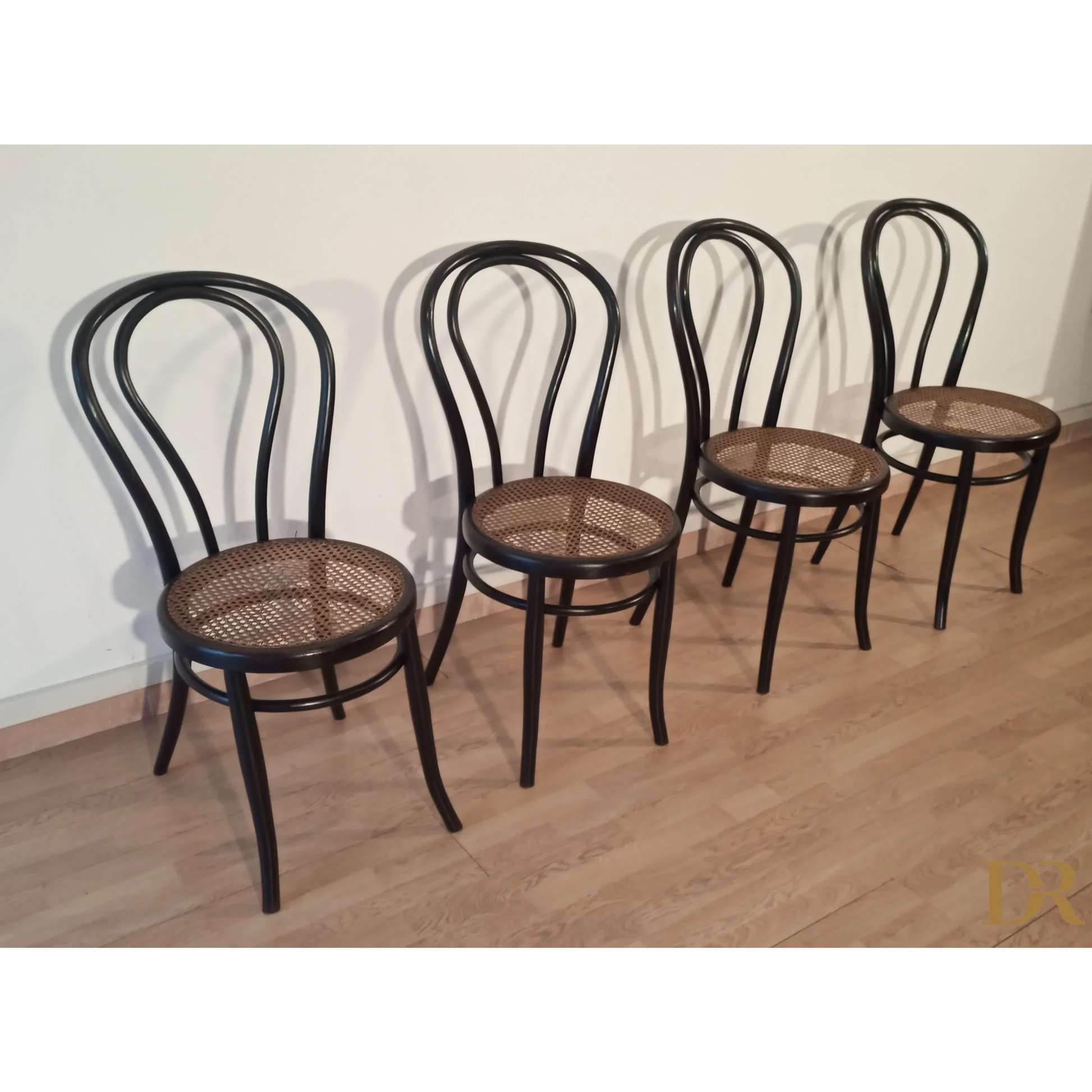 Italienische Bugholz-Esszimmerstühle im Thonet-Stil, 4er-Set