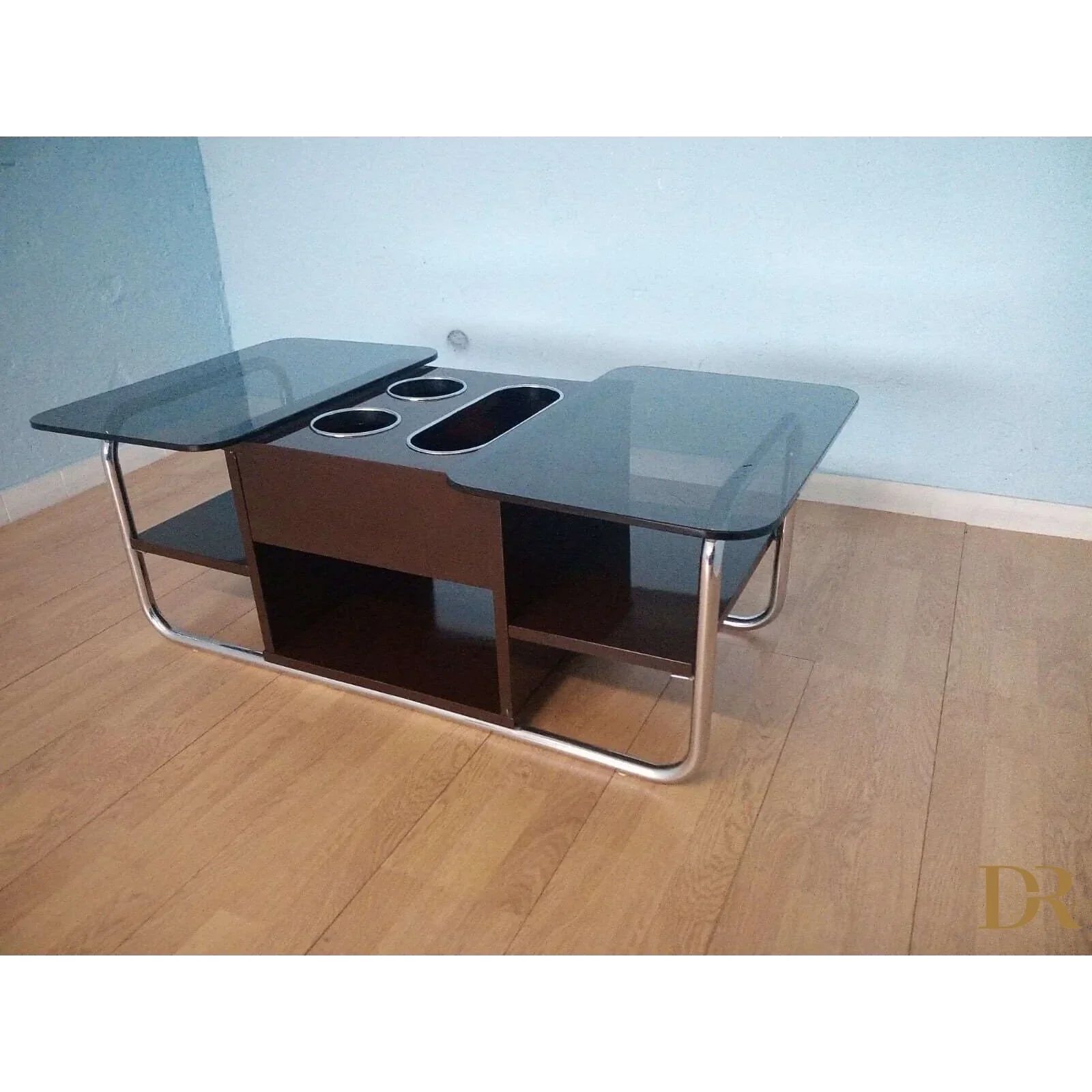 Tisch Couchtisch Wohnzimmertisch Kaffee Kaffee Tee 70er Jahre verchromtes Metall und Glas Dario Raia Antiquitäten Modern Vintage 50er 60er 70er Nachttisch TV-Schrank in Walnuss Antike Möbel Esszimmermöbel Neue Möbel für zu Hause Schlafzimmermöbel Möbel für das neue Zuhause Arbeitszimmermöbel Schlafzimmer-Couchtisch antiker Tisch Dekotisch