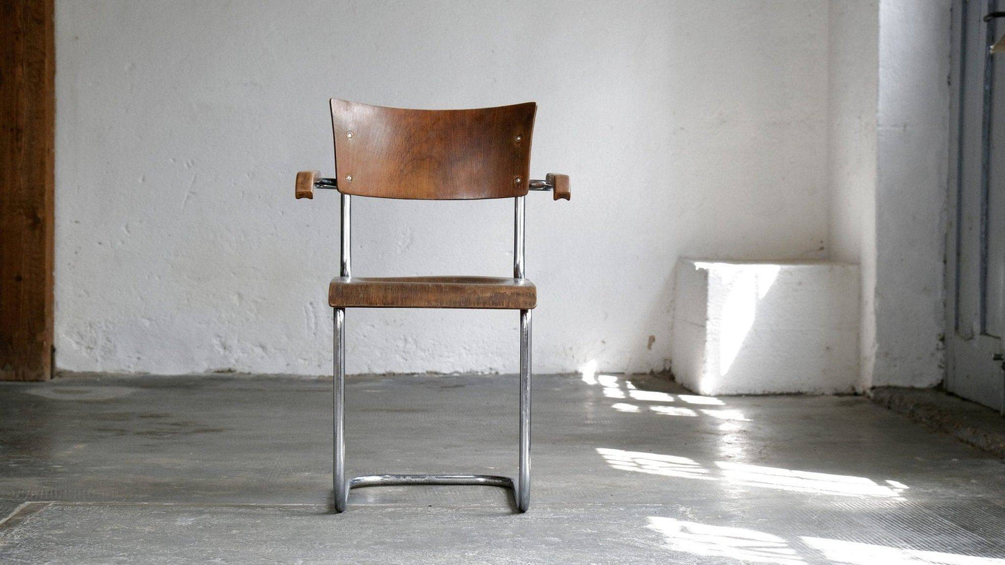 Dark brown vintage Bauhaus cantilever chair, model S 43 F