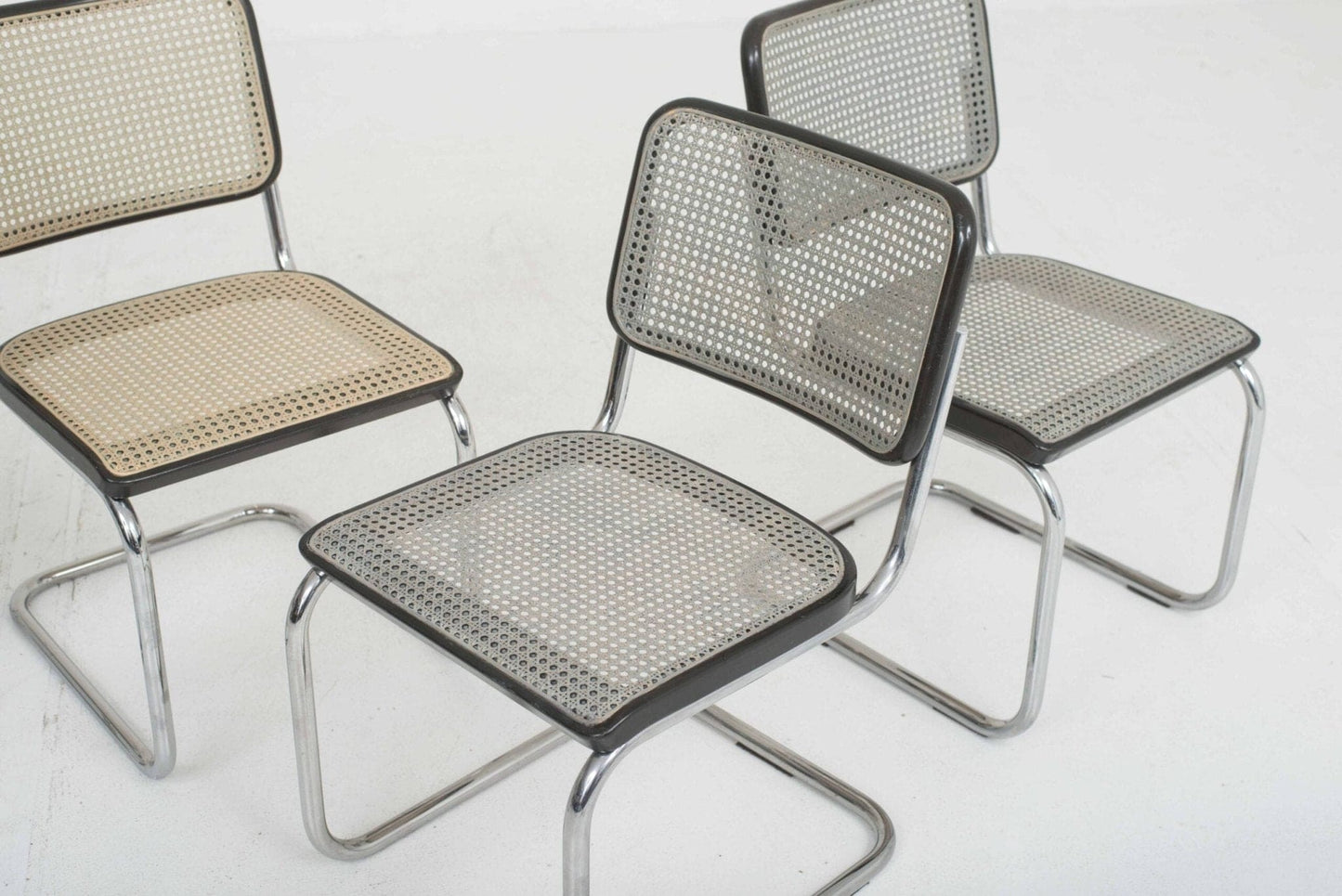 Thonet S32 cantilever chairs by Marcel Breuer, grey colored in a set of 4 vintage