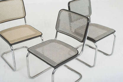 Thonet S32 cantilever chairs by Marcel Breuer, grey colored in a set of 4 vintage