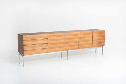 Long sideboard in wenge and walnut vintage