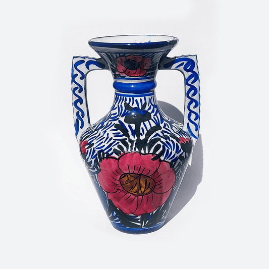 Large Vintage Vase Matisse: Hand-painted ceramic, floral motifs