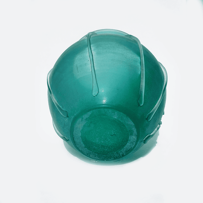 Vintage vase made of glass paste: turquoise with relief decoration, antique charm