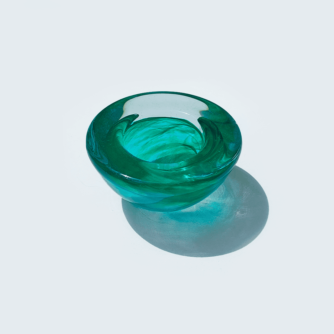 Aqua Vintage Candle Holder: Stylish Lighting Made of Marble Glass