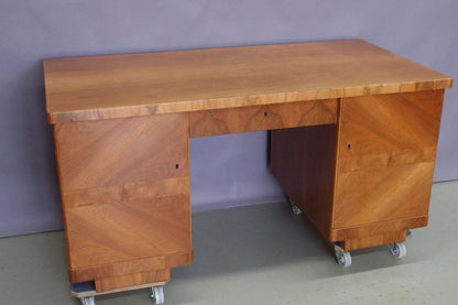 Vintage Desk with Drawer and Doors Wood Walnut