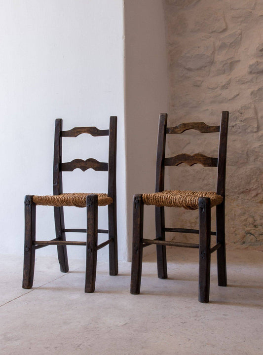 Emiliane chairs with straw seat Vintage