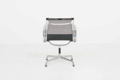 Eames EA 108 office chair by Vitra with black mesh and polished aluminum Vintage