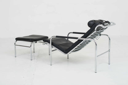 Zanotta Genni 920 lounger and ottoman by Gabriele Mucchi in black vintage