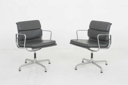 Eames EA 208 Soft Pad von Vitra in grauem Leder und Aluminium poliert - 2nd home