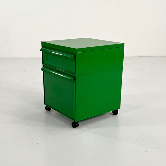 Green chest of drawers model 4601 on wheels by Simon Fussell for Kartell, 1970s vintage