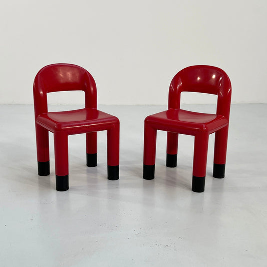 Set von 2 roten Kinderstühlen von Omsi Italien, 2000er Vintage - 2nd home