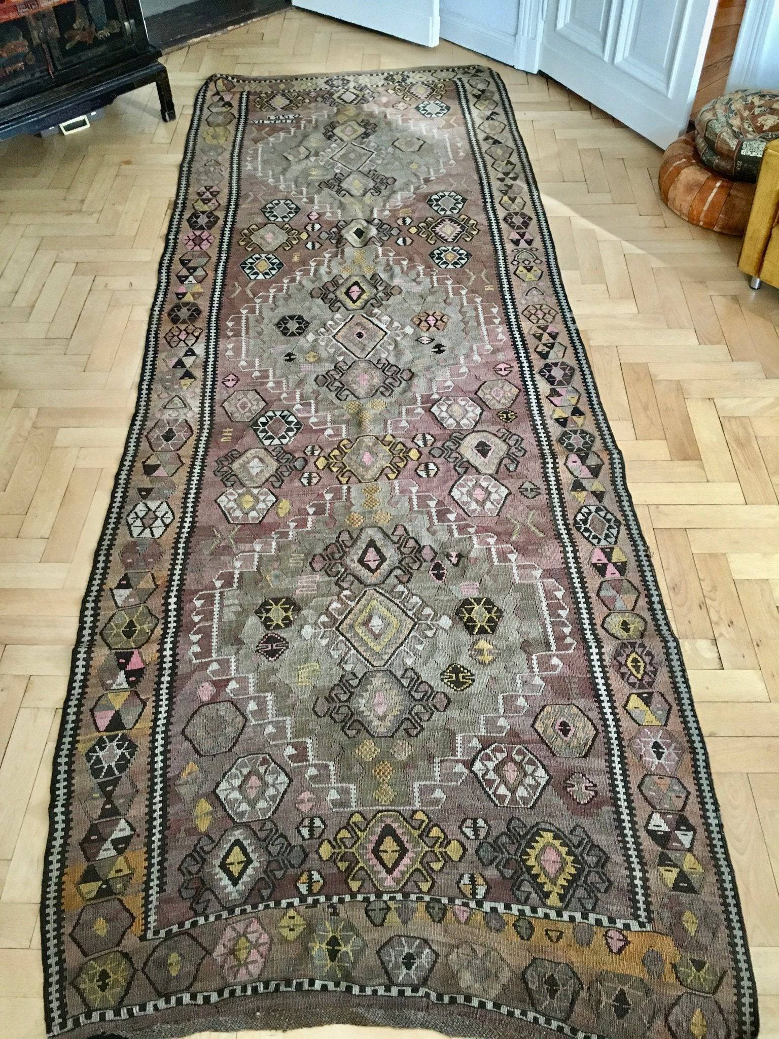 Vintage Kelim - Kilim Teppich Türkei Kurdistan Signiert datiert 1960 - 2nd home