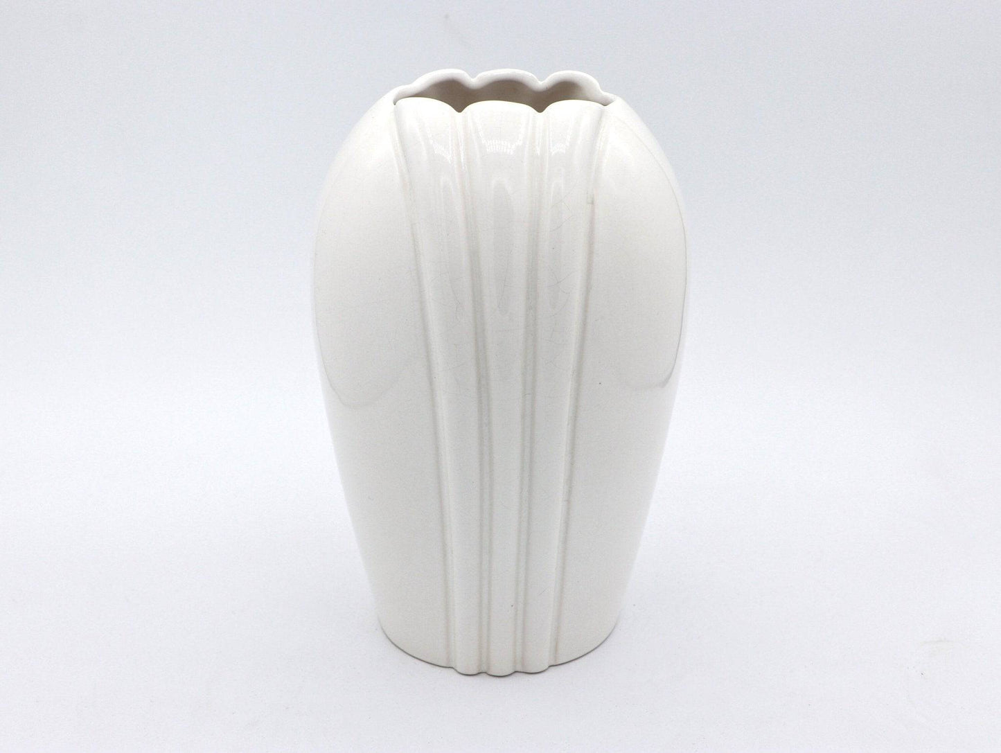 Vintage Keramik Vase Art Deco Neo Revival Muschel Weiß Blumenvase 80s 80er 1980 Miami - 2nd home