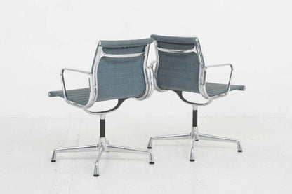 Vitra EA 104 Dinechair von Charles & Ray Eames in eisblau / moorbraun Hopsak & Aluminium poliert - 2nd home